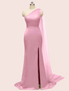 Unique One Shoulder Long Stretchy Satin Party Dresses For Women