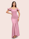 Sexy Mermaid Cold Shoulder Soft Satin Long Bridesmaid Dresses Online
