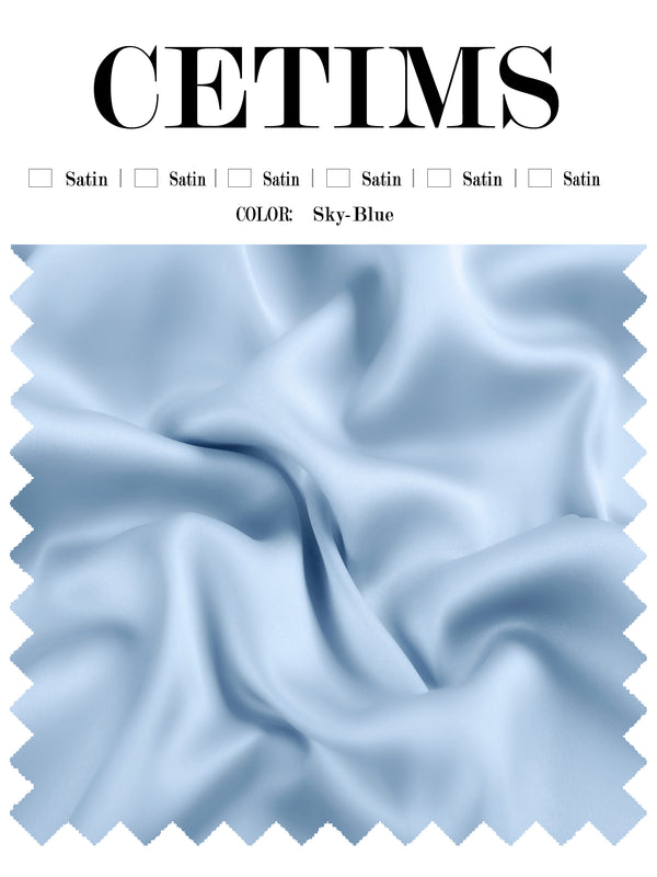 Soft Satin Fabric Swatch Sky-Blue