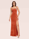 Elegant Velvet Square Neck Sleeveless Long Mermaid Bridesmaid Dresses With Slit