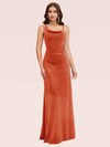 Sexy Cowl Neck Velvet Spaghetti Straps Long Bridesmaid Dresses Online