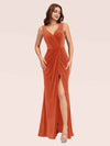 Elegant Mermaid V-Neck Long Side Slit Off Shoulder Velvet Bridesmaid Dresses For Sale