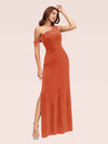 Sexy One Shoulder Side Slit Long Velvet Graduation Prom Dresses For Women