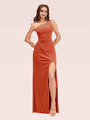 Sexy Velvet One Shoulder Long Mermaid Bridesmaid Dresses With Slit