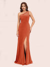 Modern Velvet One Shoulder Side Slit Sheath Long Bridesmaid Dresses Online