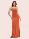 Elegant Velvet One Shoulder Side Slit sheath Long Bridesmaid Dresses Online