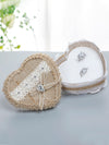 Heart-Shaped Linen Fabric Wedding Ring pillow Creative Lace Bowknot Ring Box Small Portable, JZH-5929