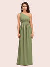 Elegant One Shoulder A-Line Long Soft Satin Bridesmaid Dresses Online