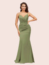 Sexy Mermaid Spaghetti Straps Long Soft Satin Bridesmaid Dresses Online