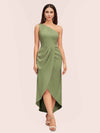 Elegant One Shoulder Mermaid Satin Short Bridesmaid Dresses Online