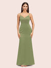 Sexy Mermaid Spaghetti Straps Long Soft Satin Evening Prom Dresses Online