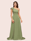 Elegant One Shoulder Long Soft Satin Bridesmaid Dresses Online