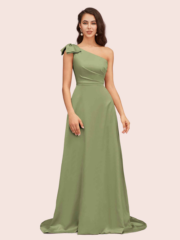 Elegant One Shoulder Long Soft Satin Bridesmaid Dresses Online Elegant One Shoulder Long Soft Satin Bridesmaid Dresses Online
