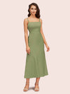 Elegant Ankle Length Spaghetti Straps Short Soft Satin Bridesmaid Dresses