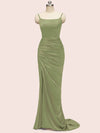 Elegant Spaghetti Straps Long Soft Satin Mermaid Evening Prom Dresses Online
