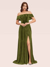 Elegant Off Shoulder Side Slit Long Velvet Bridesmaid Dresses Online For Sale