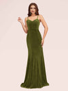Elegant Spaghetti Straps Long Mermaid Velvet Bridesmaid Dresses Online
