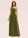 Elegant One Shoulder Long A-line Velvet Evening Prom Dresses Online