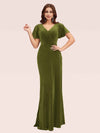 Sexy Short Sleeves Open Back Long Stretch Velvet Bridesmaid Dresses Online