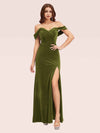 Sexy Side Slit Off Shoulder Long Mermaid Velvet Party Prom Dresses For Women