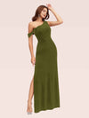 Sexy One Shoulder Side Slit Long Velvet Graduation Prom Dresses For Women