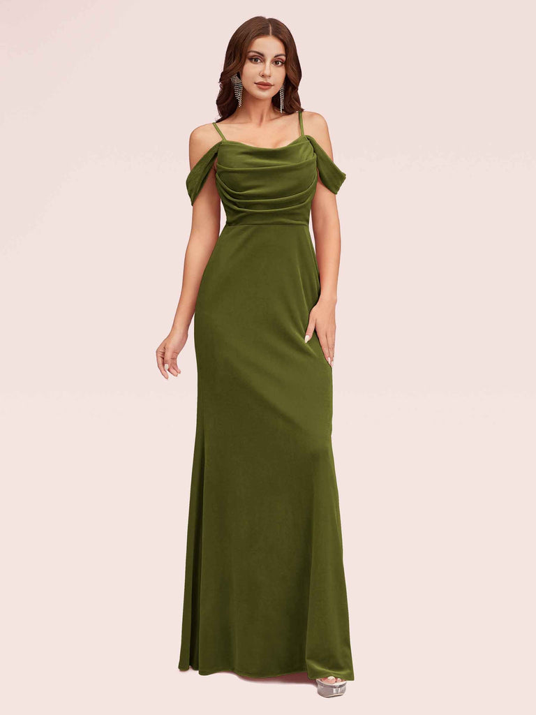 Elegant Cold Shoulder Long Mermaid Velvet Graduation Prom Dresses Online- Cetims Green Elegant Cold Shoulder Long Mermaid Velvet Graduation Prom Dresses Online- Cetims Green