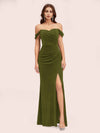 Sexy Velvet Off Shoulder Side Slit Mermaid Long Bridesmaid Dresses Online For Sale