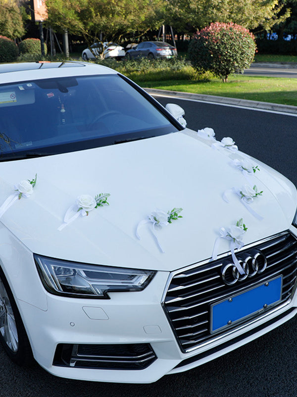 Wedding Car Decoration Flower Mirror Tied Flower, CF2901