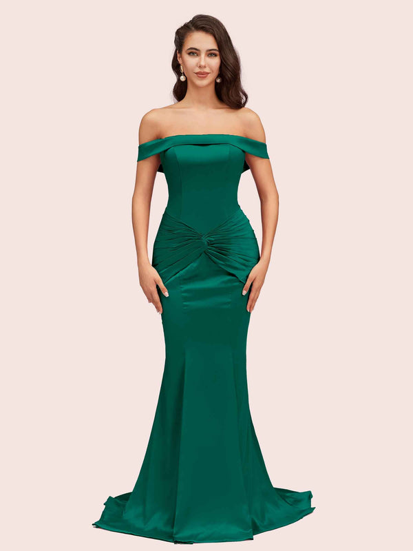 Sexy Off Shoulder Mermaid Long Soft Satin Bridesmaid Dresses 2023 For Sale