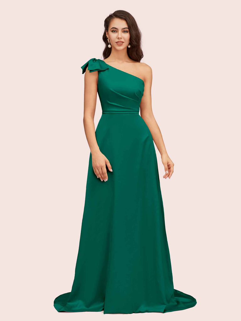 Elegant One Shoulder Long Soft Satin Bridesmaid Dresses Online Elegant One Shoulder Long Soft Satin Bridesmaid Dresses Online