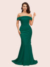 Sexy Mermaid Off Shoulder Long Soft Satin Formal Prom Dresses For Women