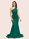 Sexy Backless One Shoulder Mermaid Soft Satin Party Prom Dresses Online