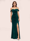 Sexy Velvet Off Shoulder Side Slit Mermaid Long Bridesmaid Dresses Online