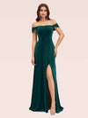 Sexy Mermaid Off Shoulder Long Side Slit Velvet Bridesmaid Dresses Online