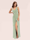 Sexy Velvet V-neck Sleeveless Side Slit Long Bridesmaid Dresses Online