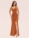 Elegant Mermaid V-Neck Long Side Slit Off Shoulder Velvet Bridesmaid Dresses