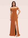 Sexy Mermaid Off Shoulder Long Side Slit Velvet Bridesmaid Dresses Online