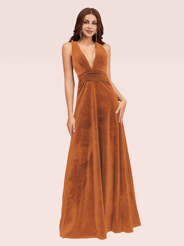 Sexy Deep V Neck Velvet V-Neck Criss Cross Long Graduation Prom Dresses Online Sexy Deep V Neck Velvet V-Neck Criss Cross Long Graduation Prom Dresses Online
