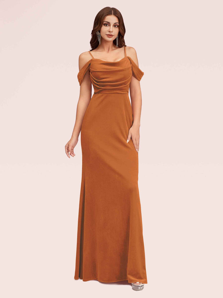 Elegant Cold Shoulder Long Mermaid Velvet Graduation Prom Dresses Online Elegant Cold Shoulder Long Mermaid Velvet Graduation Prom Dresses Online