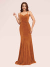 Elegant Spaghetti Straps Long Mermaid Velvet Evening Prom Dresses Online