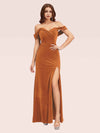 Sexy Side Slit Off Shoulder Long Mermaid Velvet Bridesmaid Dresses Online