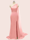 Unique One Shoulder Long Stretchy Satin Party Dresses For Women