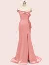 Elegant Strapless Side slit Mermaid One Shoulder Long Soft Satin Bridesmaid Dresses