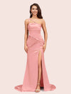 Sexy Mermaid One Shoulder Unique Side Slit Soft Satin Bridesmaid Dresses Online