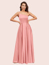 Sexy One Shoulder A-Line Long Soft Satin Bridesmaid Dresses With Pleats