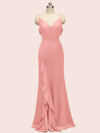 Sexy Mermaid Spaghetti Strap V-neck Long Soft Satin Bridesmaid Dresses Online