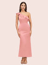 Elegant Mermaid One Shoulder Short Soft Satin Bridesmaid Dresses Online