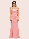 Sexy Off Shoulder Sleeveless Mermaid Long Soft Satin Bridesmaid Dresses