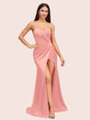 Simple Mermaid Sweetheart Side Slit Soft Satin Party Prom Dresses 2023