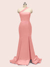 Elegant One Shoulder Side Slit Long Soft Satin Mermaid Bridesmaid Dresses